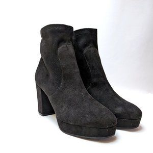TWO SIZES - 8.5 (L) 7.5 (R) Mari A. GITSIE Black Stretch Platform Boot Booties